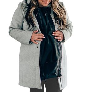Women's Gray Maternity Coat extender